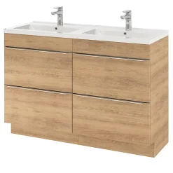 Plan double vasque blanc en céramique l.120 cm GoodHome Nira