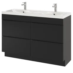 Plan double vasque en résine blanc GoodHome Mila 120 cm
