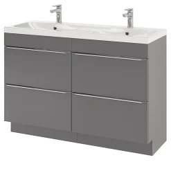 Plan double vasque en résine blanc GoodHome Mila 120 cm