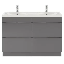 Plan double vasque en résine blanc GoodHome Mila 120 cm