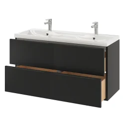 Plan double vasque en résine blanc GoodHome Mila 120 cm