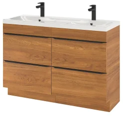 Plan double vasque en résine blanc GoodHome Mila 120 cm