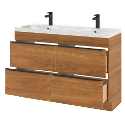 Plan double vasque en résine blanc GoodHome Mila 120 cm