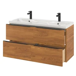 Plan double vasque en résine blanc GoodHome Mila 120 cm