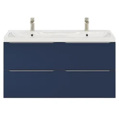 Plan double vasque en résine blanc GoodHome Mila 120 cm