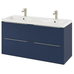 Plan double vasque en résine blanc GoodHome Mila 120 cm
