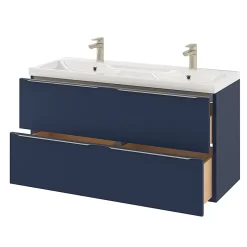 Plan double vasque en résine blanc GoodHome Mila 120 cm