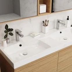 Plan double vasque en résine blanc GoodHome Mila 120 cm