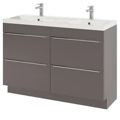 Plan double vasque en résine blanc GoodHome Mila 120 cm