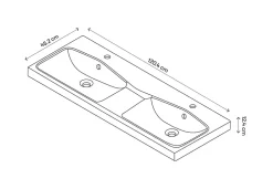 Plan double vasque en résine blanc GoodHome Mila 120 cm