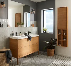 Plan double vasque en résine blanc GoodHome Mila 120 cm