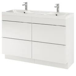 Plan double vasque en résine blanc GoodHome Mila 120 cm