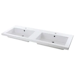 Plan double vasque en résine blanc Cooke & Lewis Belice 140 cm