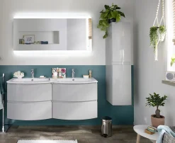 Plan double vasque en résine blanc Vague 138 cm