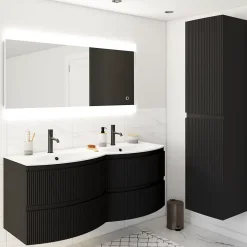 Plan double vasque en résine blanc Vague 138 cm