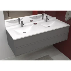 Plan double vasque en résine de synthèse RESIPLAN - 120 cm