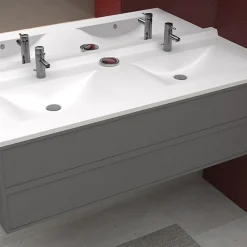 Plan double vasque en résine de synthèse RESIPLAN - 140 cm