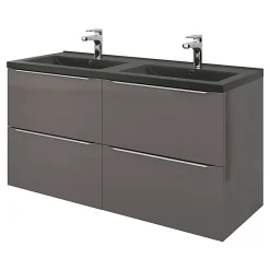 Plan double vasque noir GoodHome Nira 120 cm