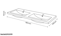Plan double vasque noir GoodHome Nira 120 cm