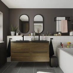 Plan double vasque noir GoodHome Nira 120 cm