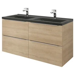 Plan double vasque noir GoodHome Nira 120 cm