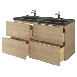 Plan double vasque noir GoodHome Nira 120 cm