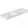 Plan double Vasque rectangulaire céramique traditionnelle SANINDUSA 100x35 Vista blanc