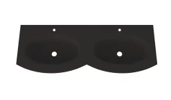 Plan double vasque verre noir mat Vague 138 cm