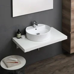 Plan Pour Lavabo À Poser 60X50 Cm Blanc Brossé - Valentina