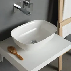 Plan Pour Lavabo À Poser 60X50 Cm Blanc Brossé - Valentina