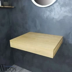 Plan salle de bain suspendu 60 cm Chêne naturel - Monica