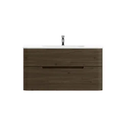 Plan simple vasque à encastrer résine blanc brillant Alba version centre 106 cm