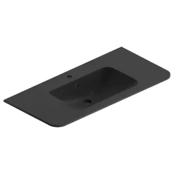 Plan simple vasque à encastrer résine noir mat Alba version centre 106 cm