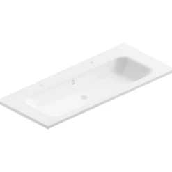 Plan simple vasque blanc en résine l.120 cm pour 2 robinets, Pura+