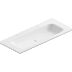 Plan simple vasque blanc mat en résine 120 cm pour 2 robinets, Pura+