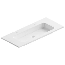 Plan simple vasque en céramique blanc l.120 cm pour 2 robinets, Pura+