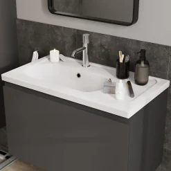 Plan simple vasque l.80,6 x H.12,3 x P.45,2 cm, en céramique blanche, GoodHome levanna
