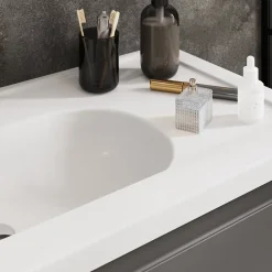 Plan simple vasque l.80,6 x H.12,3 x P.45,2 cm, en céramique blanche, GoodHome levanna