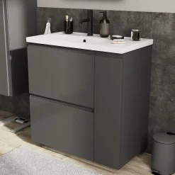 Plan simple vasque l.80,6 x H.12,3 x P.45,2 cm, en céramique blanche, GoodHome levanna