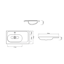 Plan simple vasque l.80,6 x H.12,3 x P.45,2 cm, en céramique blanche, GoodHome levanna