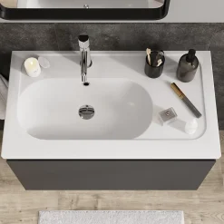 Plan simple vasque l.80,6 x H.12,3 x P.45,2 cm, en céramique blanche, GoodHome levanna