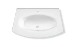 Plan simple vasque Vague en verre blanc l.69 x P.52 cm