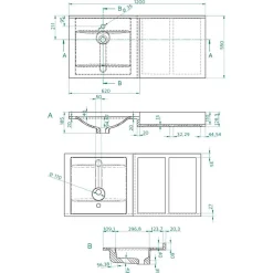 Plan vasque 120 cm en résine 1 vasque décentrée - ATOLL