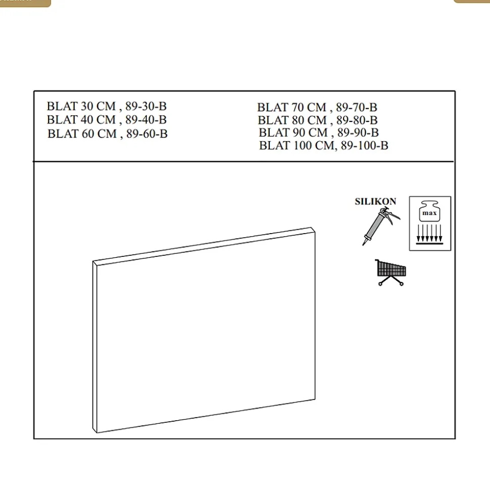 Plan vasque - L.60 x H.2 x P.46,5 cm - CREMA