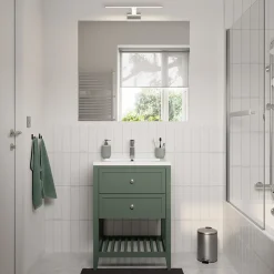 Plan vasque blanc en céramique l.60 cm GoodHome Nira