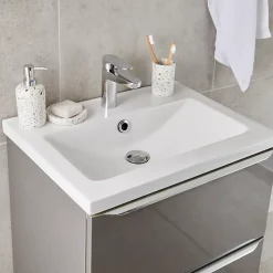 Plan vasque blanc en céramique l.60 cm GoodHome Nira