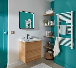 Plan vasque blanc en céramique l.60 cm GoodHome Nira