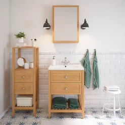 Plan vasque blanc en céramique l.60 cm GoodHome Nira