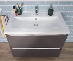 Plan vasque blanc en céramique l.80 cm GoodHome Nira