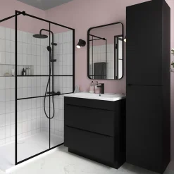 Plan vasque blanc en céramique l.80 cm GoodHome Nira